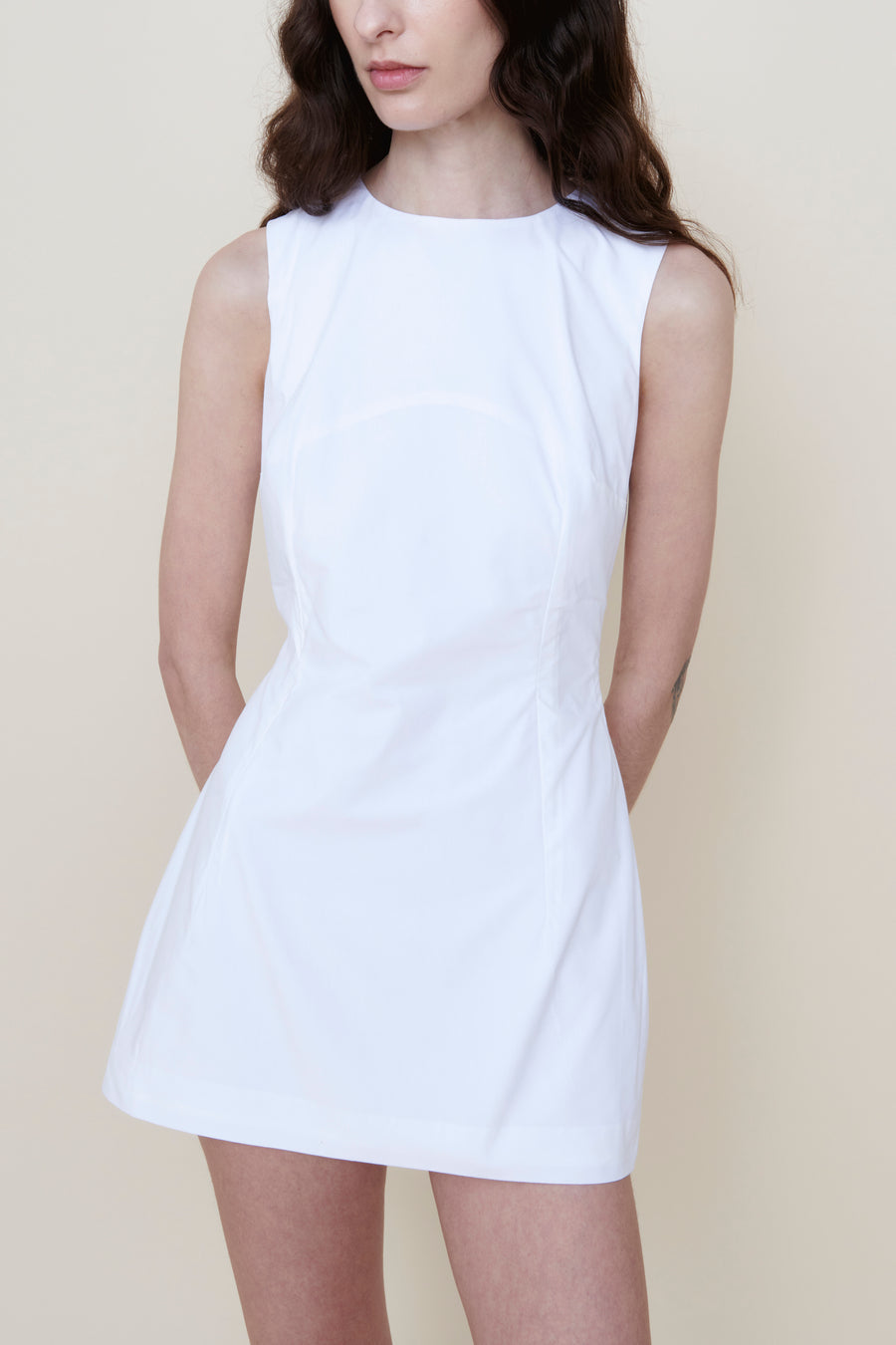 The Mini Nori Dress in White Poplin